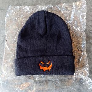 Fall Cuffed Black Beanie Hat Ghost Face Horror